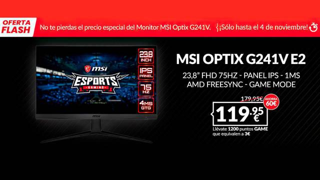 MSI OPTIX G241V E2 por solo 119,95 euros solo en GAME