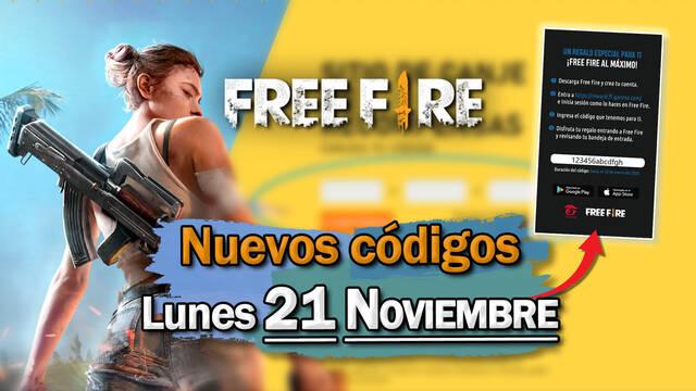 Free Fire: portada de códigos de recompensa para el 21 de noviembre de 2022