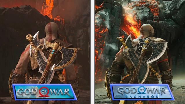 Comparan el apartado técnico de God of War: Ragnarok con God of War (2018)
