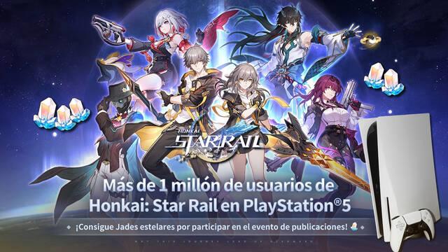 Honkai: Star Rail supera el mill�n de usuarios en PS5 y HoYoverse lo celebra regalando Jade estelar en este evento