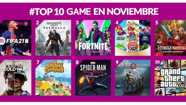 Los m�s vendidos de GAME en noviembre