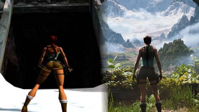 Comparativa visual Tomb Raider original 1996 vs Legacy of Atlantis 2026 reimaginaci�n Unreal Engine 5 de Crystal Dynamics.