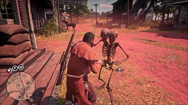 Red Dead Online esqueletos dos cabezas