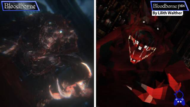 Comparan el 'demake' de Bloodborne al estilo PSX con su versión original de PS4