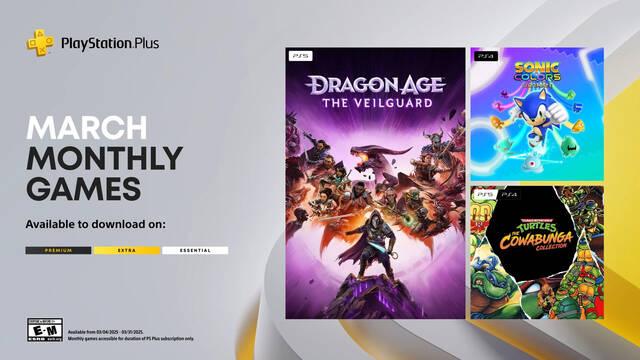 Anunciados los juegos de marzo de PS Plus Essential incluyendo Dragon Age: The Veilguard para PS5