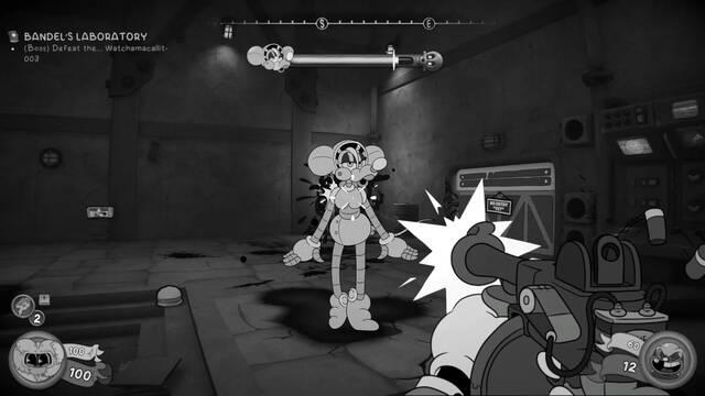 El shooter de dibujos animados en blanco y negro Mouse: P.I. For Hire muestra en un gameplay a uno de sus jefes