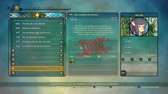 Recado Especial 006 - Una modista de primera en Ni No Kuni 2: El renacer de un reino - Ni No Kuni II: El Renacer de un Reino