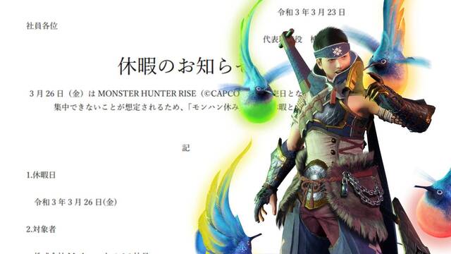 Una empresa japonesa da el d�a libre a sus empleados para jugar Monster Hunter Rise.