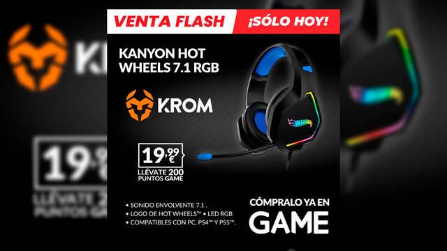 AURICULARES GAMING KROM KANYON EDICI�N HOT WHEELS 7.1 RGB por 19,99 euros s�lo en GAME hoy