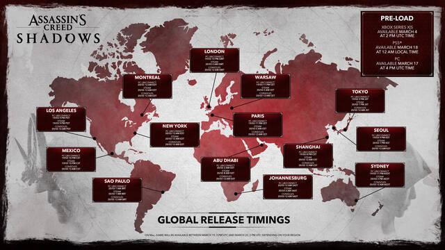 Fecha y hora exacta a la que podrás empezar a jugar a Assassin's Creed Shadows