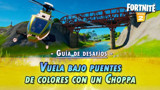 Desaf�o Fortnite: Vuela con un Choppa bajo puntes p�rpua, rojo y azul - SOLUCI�N - Fortnite Battle Royale