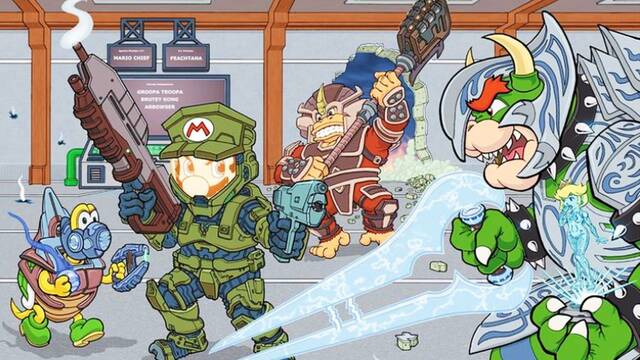 Halo y Super Mario juntos en un fan art