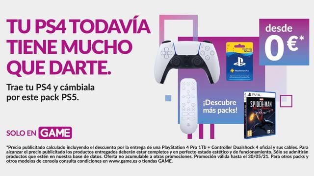 GAME te ayuda a dar el salto a la nueva generaci�n cambiando tu PS4 por packs para PS5.