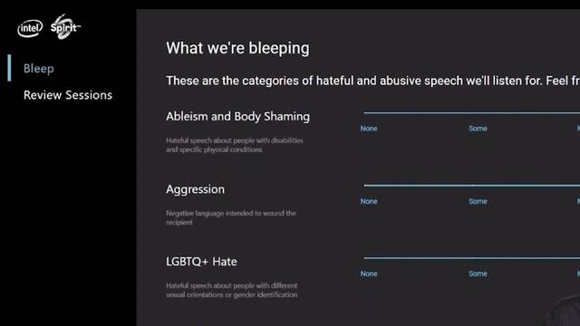 Intel Bleep insultos juegos online chat de voz