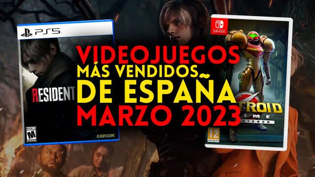 Videojuegos más vendidos en España en marzo de 2023.