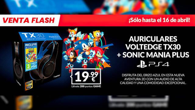 Auriculares Voltedge TX 30 + juego Sonic Mania Plus oferta GAME por tiempo limitado