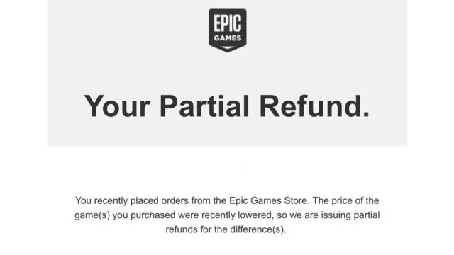 Epic Games Store y los reembolsos parciales