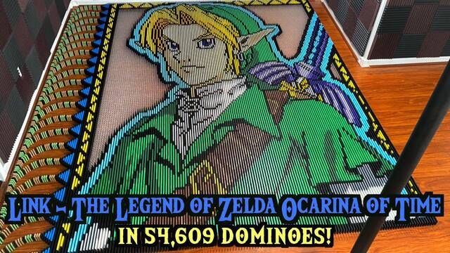 Un fan recrea al Link adulto de Zelda Ocarina of Time en 50 000 fichas de dominó