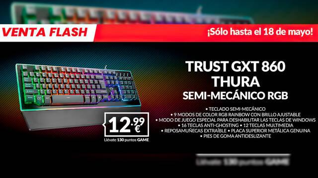 TECLADO GAMING TRUST GXT 860 THURA SEMI-MECÁNICO RGB por 12,99€ en GAME oferta temporal