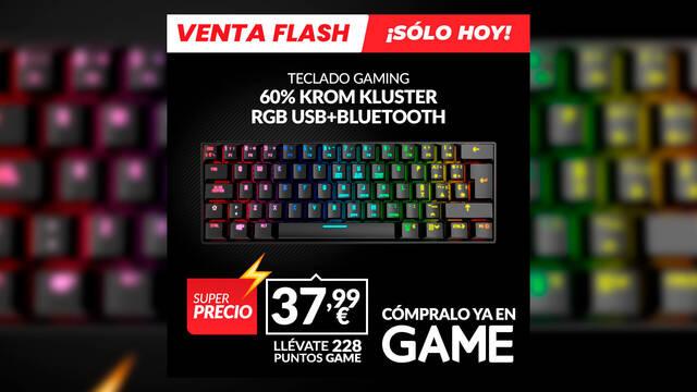 TECLADO GAMING INAL�MBRICO MEC�NICO 60 % KROM KLUSTER RGB USB+BLUETOOTH oferta flash GAME s�lo hoy