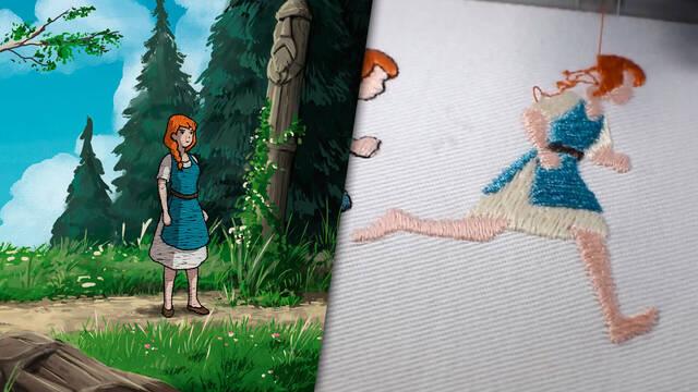 As� es Scarlet Deer Inn, un videojuegos con personajes bordados.