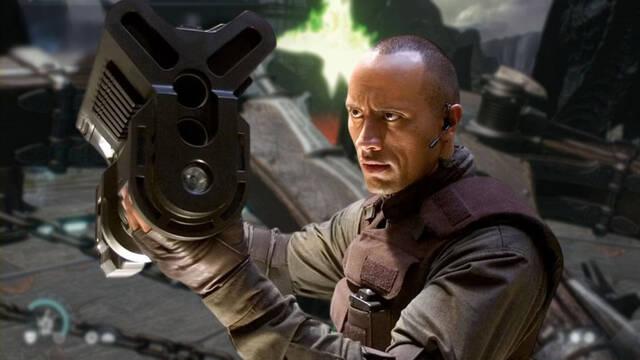 Dwayne Johnson en la pel�cula de DOOM con la BFG