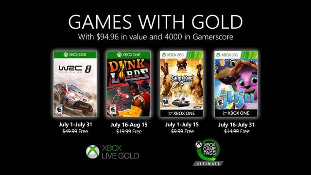 Games with Gold de julio para Xbox One y Xbox 360.