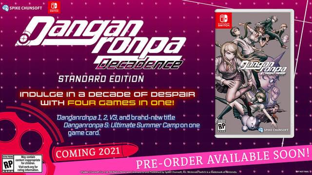 Danganronpa Decadence Nintendo Switch recopilatorio fecha de lanzamiento tráiler