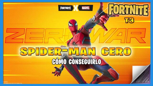 Fortnite Battle Royale - Portada de la noticia sobre Spider-Man Cero y el Bloque 2.0, con el skin de Spider-Man Cero en grande