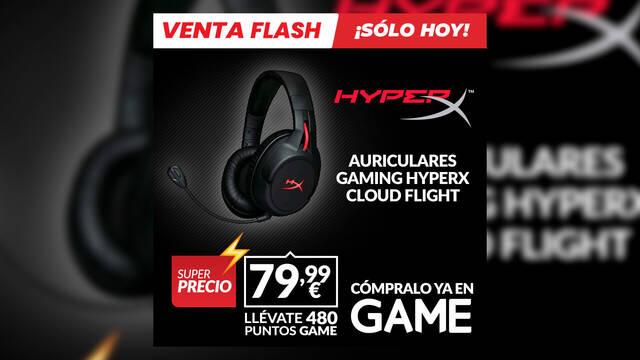 AURICULARES GAMING HYPERX CLOUD FLIGHT WIRELESS LED ROJO oferta en GAME s�lo hoy
