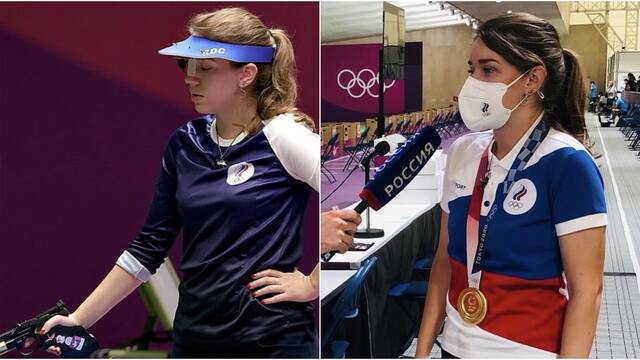 Atleta ol�mpica con el medall�n de The Witcher