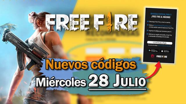 Free Fire: portada de c�digos de recompensa 28 de julio 2021