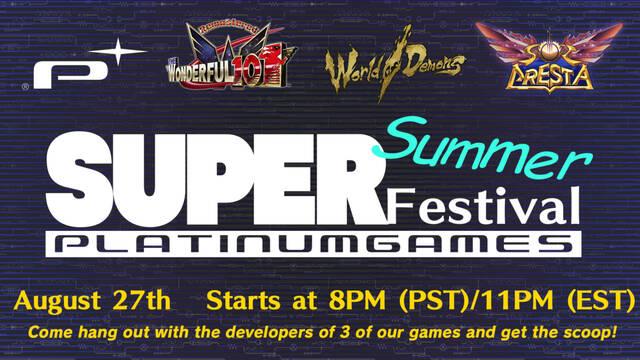 Evento de PlatinumGames el 28 de agosto.