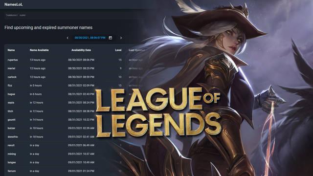 League of Legends: Web de nombres libres y disponibles