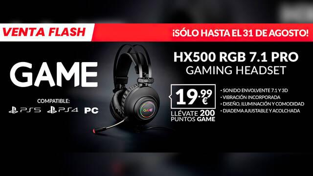 AURICULARES GAME HX500 RGB 7.1 PRO POR 19,99� en GAME por tiempo limitado