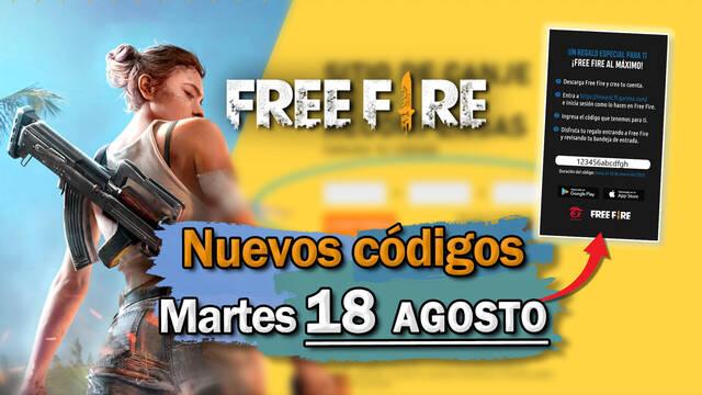 C�digos diarios de Free Fire para el martes 18 de agosto de 2026