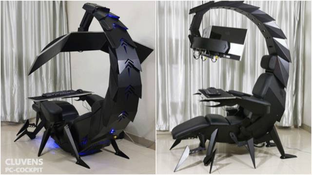 Cluvens Scorpion, una estaci�n de juego que parece un escorpi�n gigante.