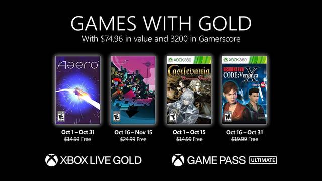  juegos gratis con Xbox Live Gold para octubre de 2021