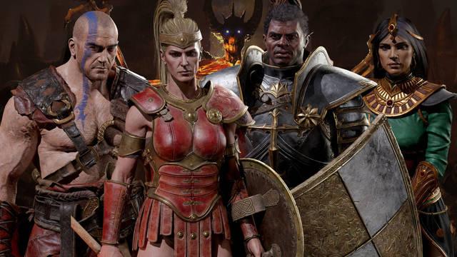 As� son el B�rbaro, la Hechicera, el Palad�n y la Amazona en Diablo 2: Resurrected.