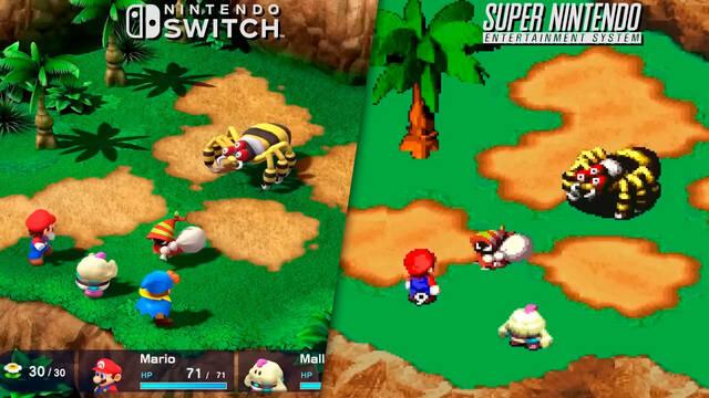 Comparativa de Super Mario RPG Remake vs el original de SNES de 1996.