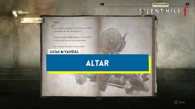 Puzle del altar en Silent Hill f y soluciones - Silent Hill f