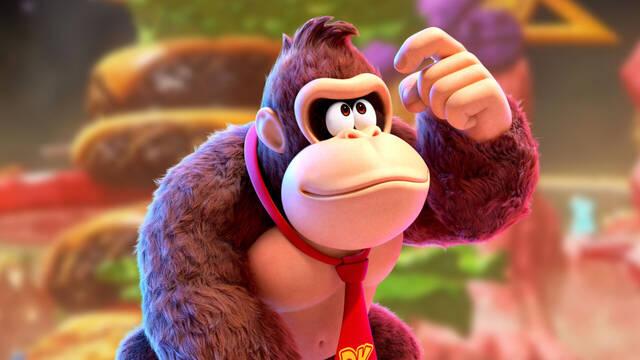 En Donkey Kong Bananza puedes comerte una hamburguesa gigante, pero comer fruta tiene recompensa