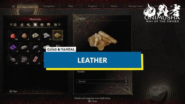 Leather in Onimusha: Way of the Sword and How to Get It