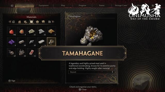 Tamahagane in Onimusha: Way of the Sword and How to Get It
