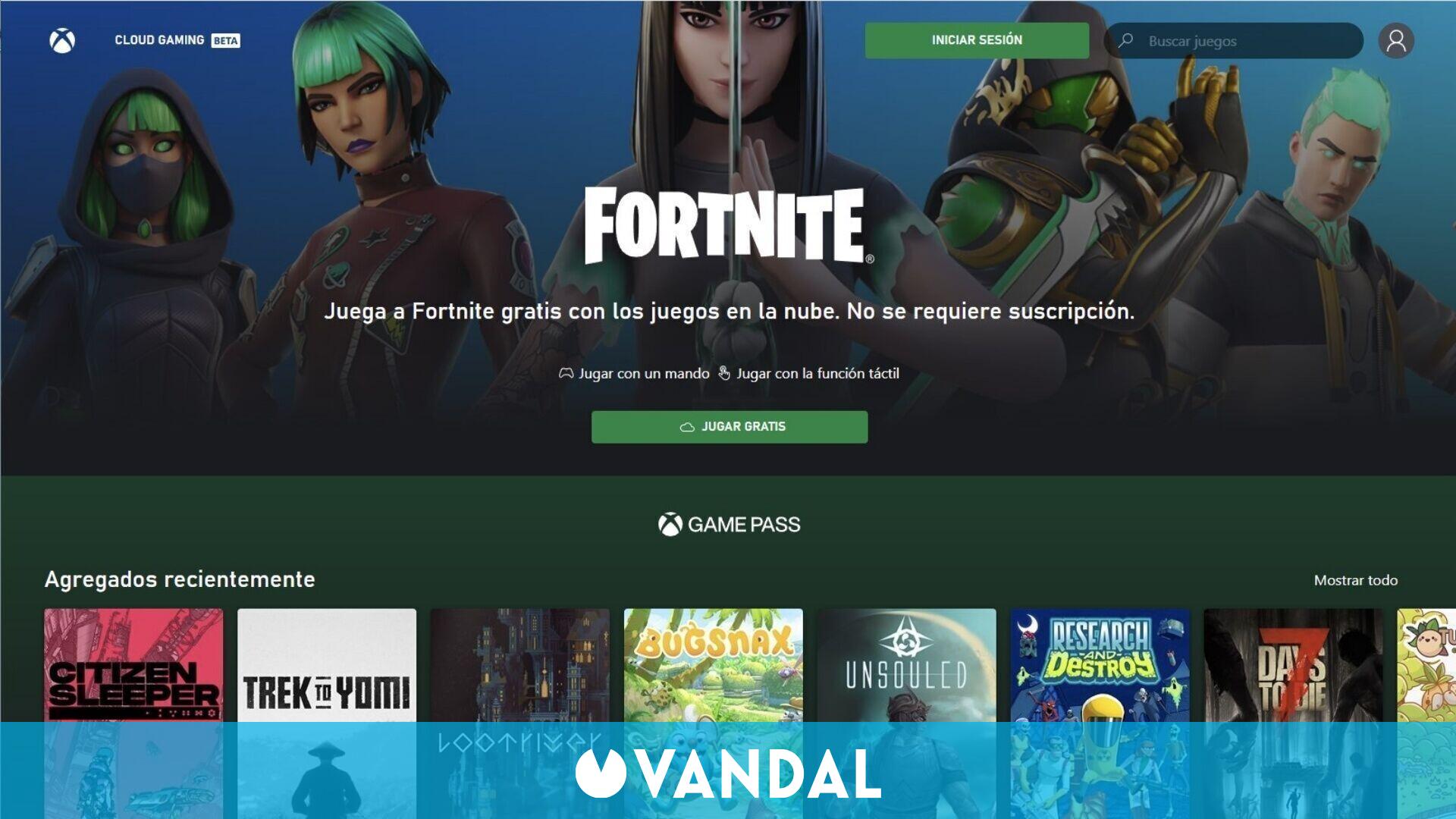 Fortnite se en el primer juego gratuito de Xbox Cloud Vandal
