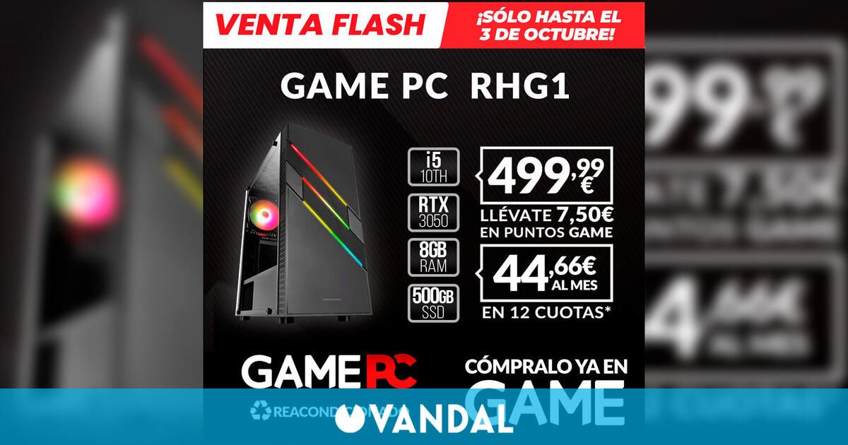 Consigue un GAMEPC RHG1 por 499,99 euros, sólo en GAME y por tiempo limitado