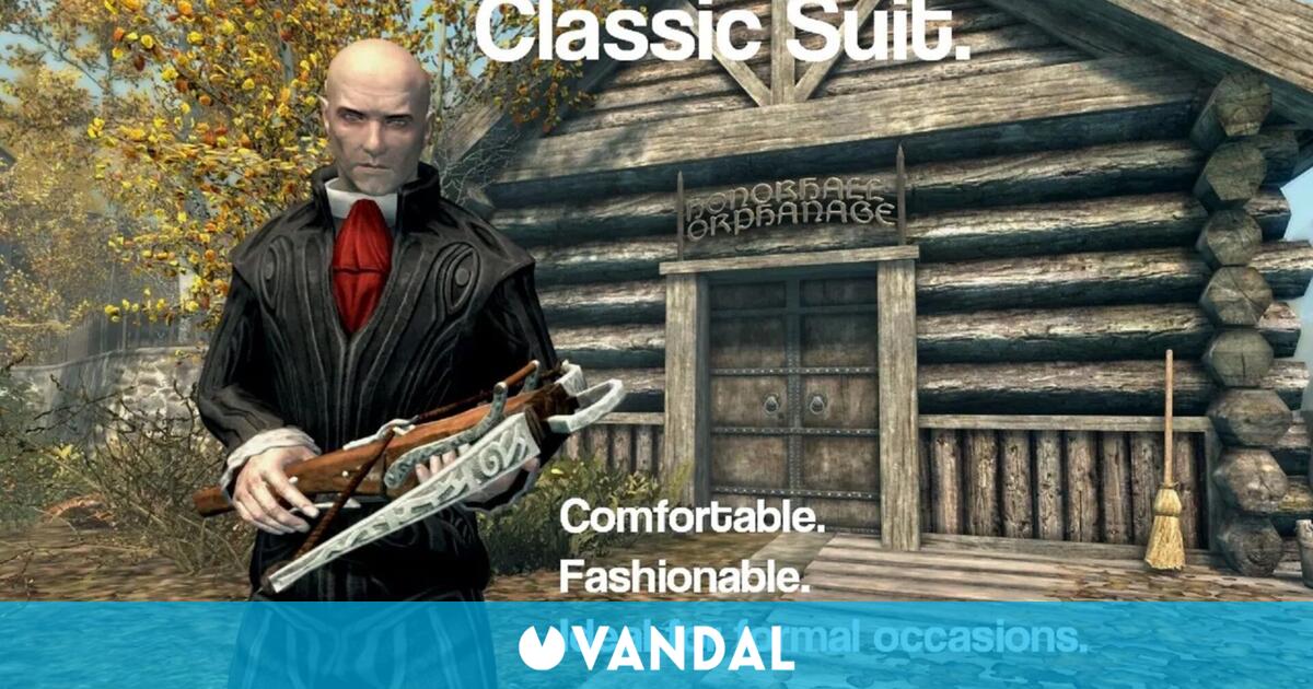 Convierten Skyrim en Hitman con misiones de asesinato, nuevas armas y disfraz de Agente 47 en un sorprendente mod