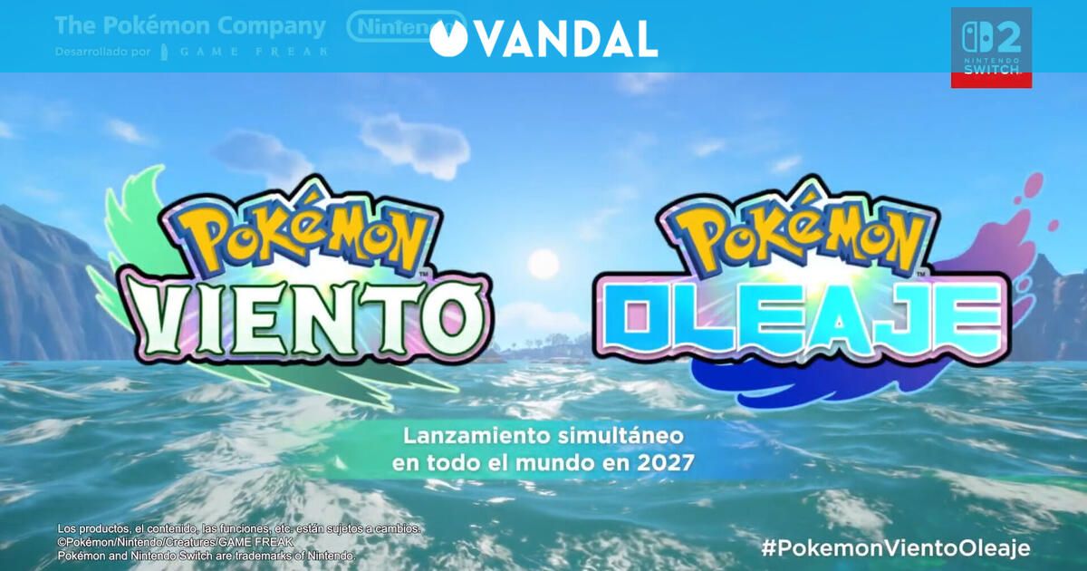 ¡Llega la nueva generación de Pokémon! Anunciado Pokémon Viento y Oleaje en exclusiva para Switch 2 en 2027