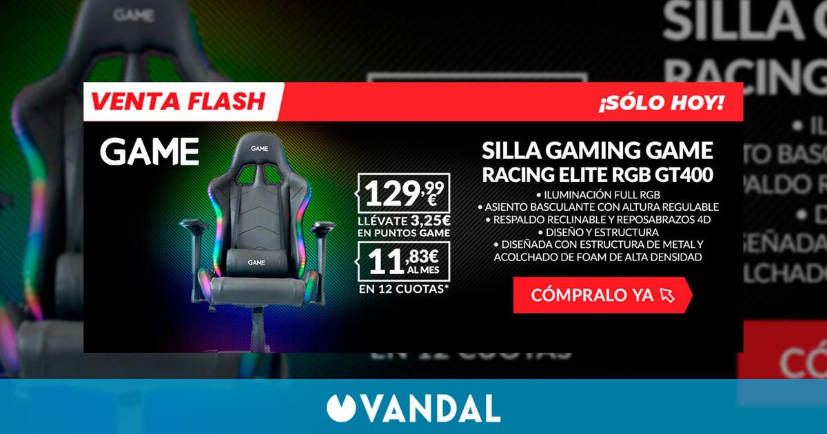 Consigue la silla GAME Racing GT400 RGB por 129,99 euros en una Oferta Flash, sólo hoy