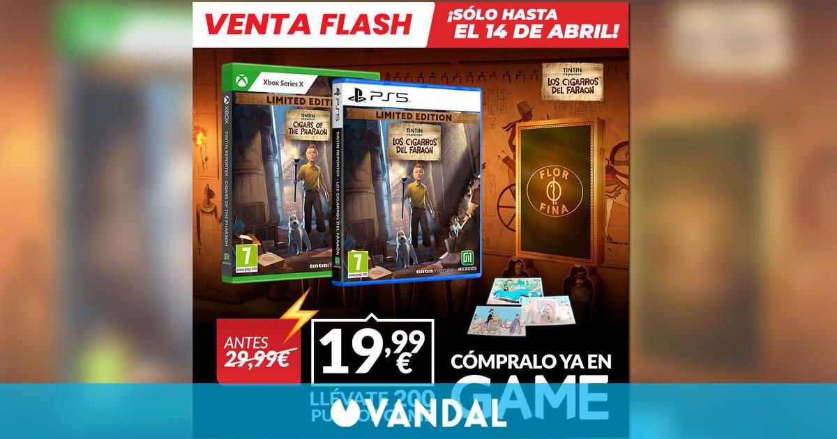 Venta Flash GAME, Llévate Tintín Reportero: Los Cigarros del Faraón para PS5 o Xbox Series por 19,99 €